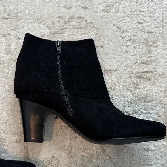 Vaneli Suede Black Ankle Boots with Tassel - Picture 3 of 5